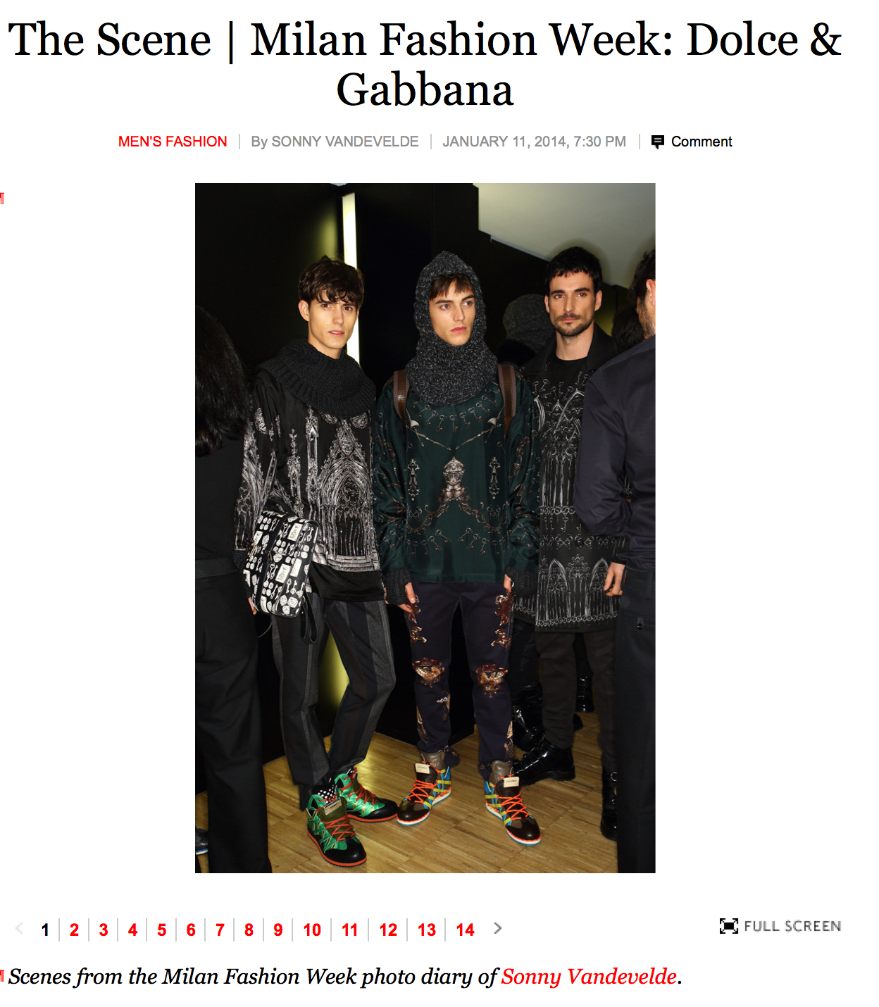 New York Times coverage I did off the Dolce & Gabbana Show